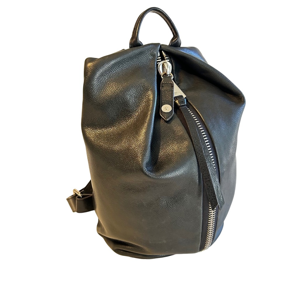Aimee Kestenberg Black Leather Tamitha Zipper Backpack Moto Biker‎